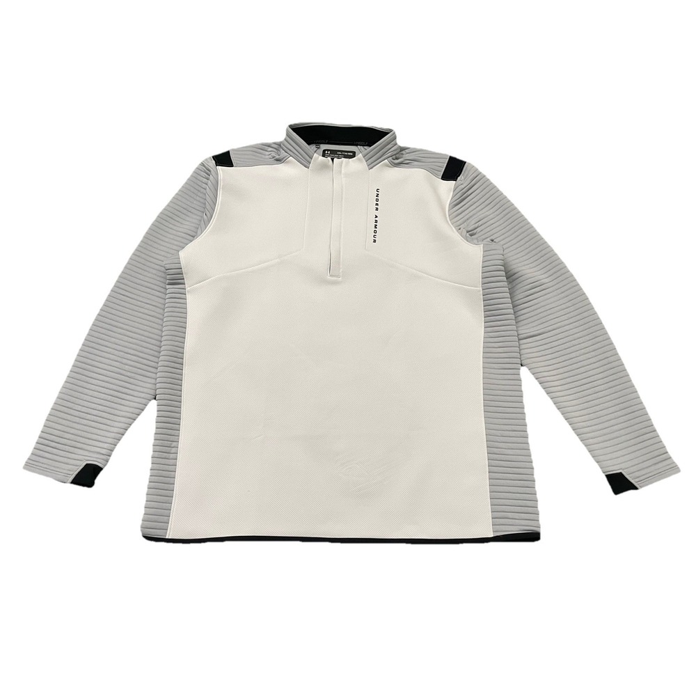 Under Armour UA Storm Daytona 1/2 Zip Golf Pullover XL White Gray Wicking Pocket